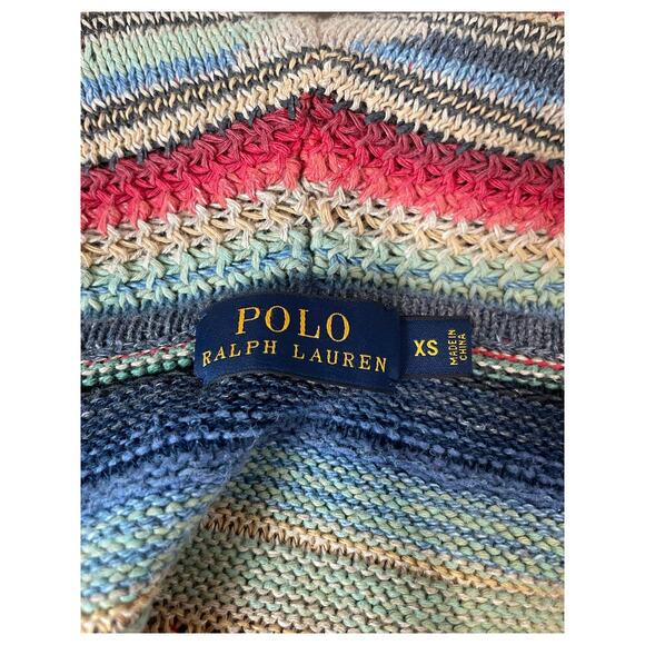 Polo Ralph Lauren Southwestern Open Cardigan Knit Sweater XS Aztec Linen Silk - Picture 9 of 10
